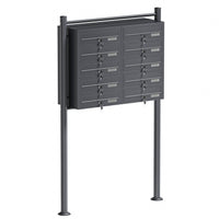 Cassetta postale condominiale autoportante, 10 posti, antracite, 945 x 270 x 1500 mm, 2 moduli