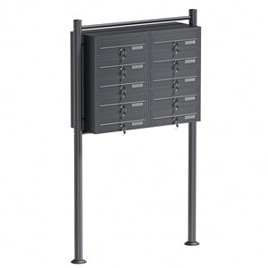 Cassetta postale condominiale autoportante, 10 posti, antracite, 945 x 270 x 1500 mm, 2 moduli