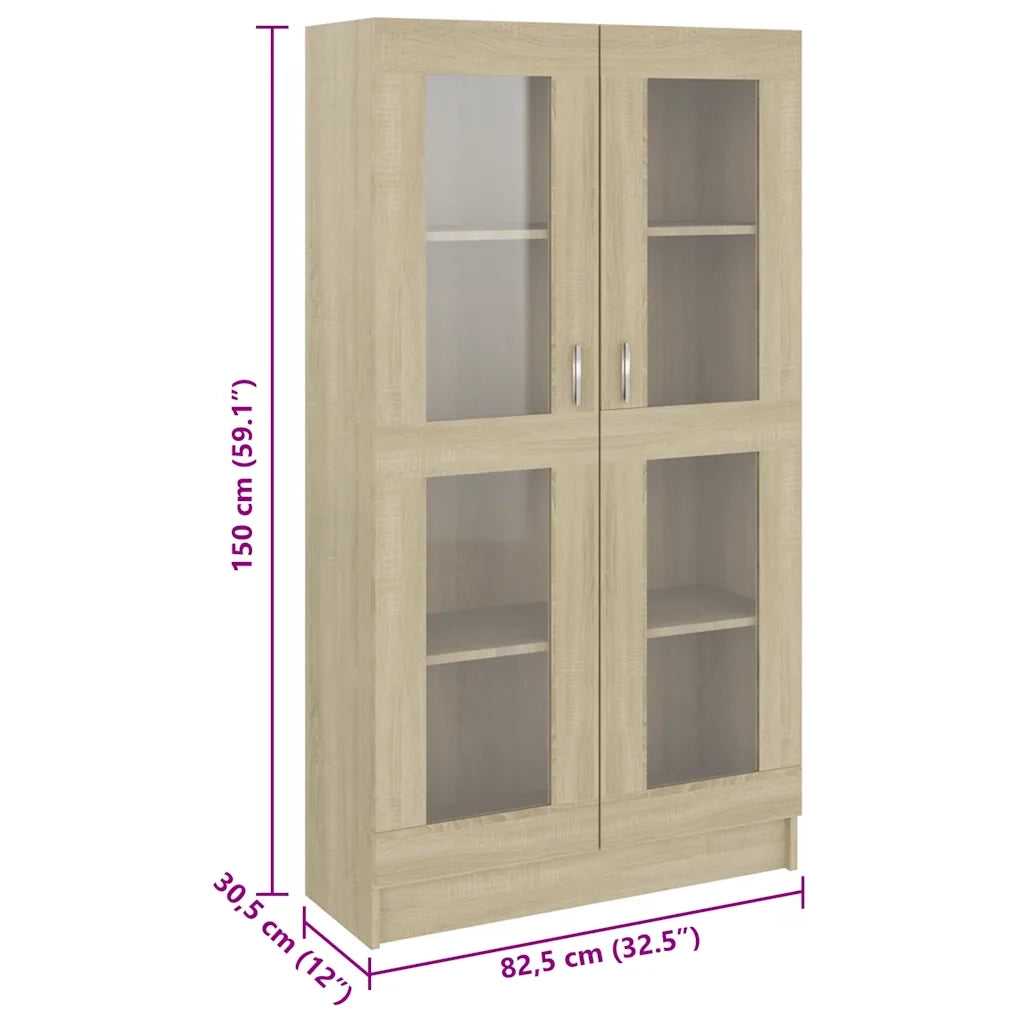 Vetrina classica 82,5 x 30,5 x 150 cm design pulito versatile in legno ingegnerizzato rovere Sonoma 02_0047757