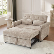 Divano letto 3 in 1 con schienale reclinabile a 3 posizioni e letto estraibile in tessuto chenille marrone grigio