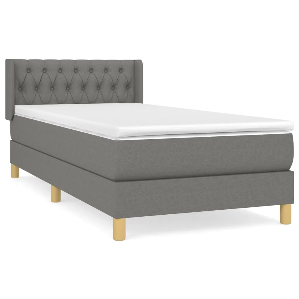 Giroletto a Molle con Materasso Grigio Scuro 90x190 cm Tessuto 3130474