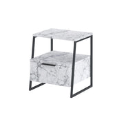 Comodino in legno "Pal" 45 x 40 x 50 cm - marmo di Carrara