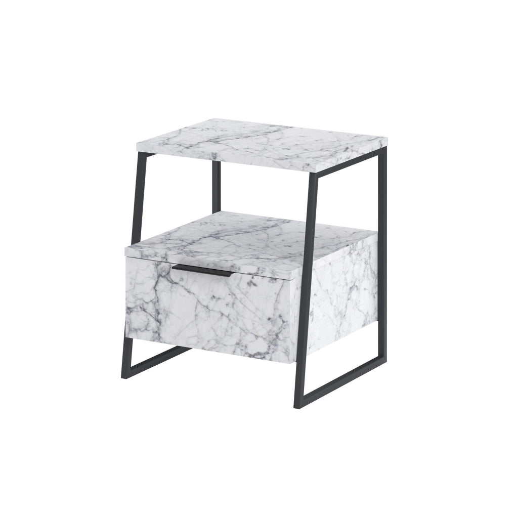 Comodino in legno "Pal" 45 x 40 x 50 cm - marmo di Carrara