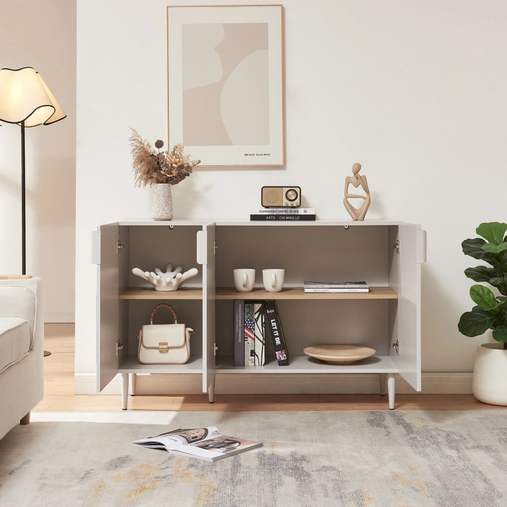 Credenza Bassa Starvili con 3 Ante Madia Moderna 75x115x38 cm Beige [en.casa]