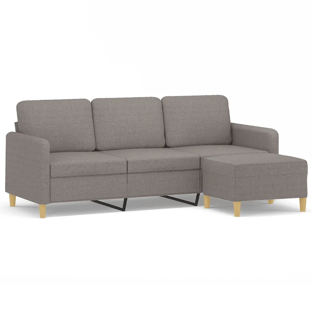 Divano a 3 Posti con Poggiapiedi-Sofa 3 Posti con Poggiapiedi Tortora 180 cm in Tessuto 985950