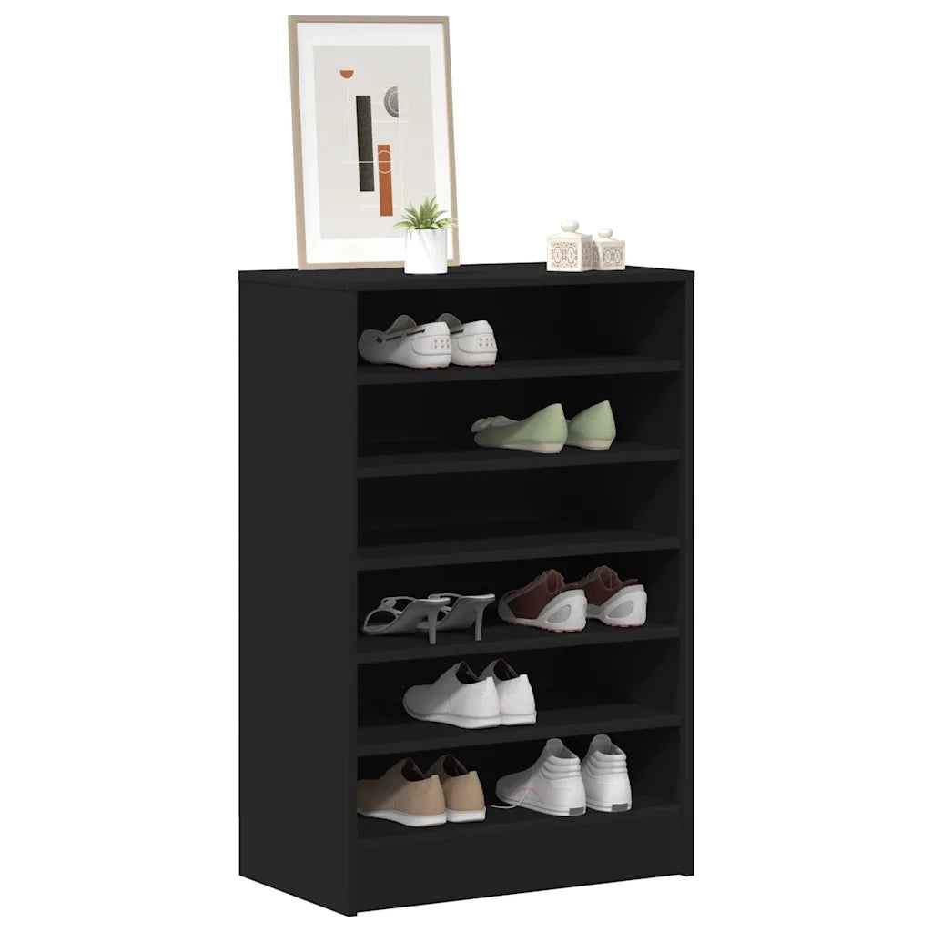 Scarpiera Nera 60x35x92 cm in Truciolato 808946