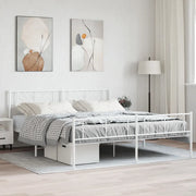 Giroletto con Testiera e Pediera-Struttura Letto Metallo Bianco 183x213 cm 592296