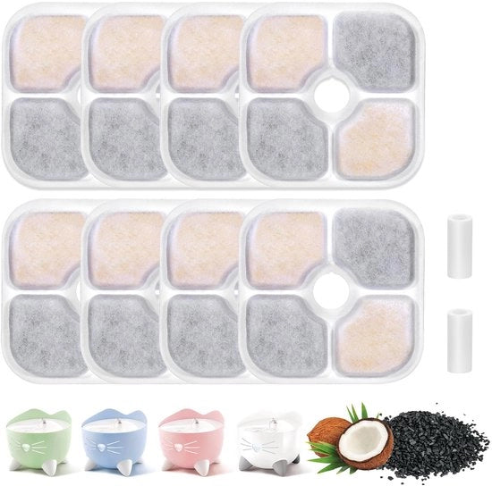 Set di 8 filtri per fonte di acqua per gatti, filtro multiuso per fonte di acqua per gatti compatibile con Catit, filtro a carbone attivo per fonte di acqua per gatti compatibile con Catit Pixi