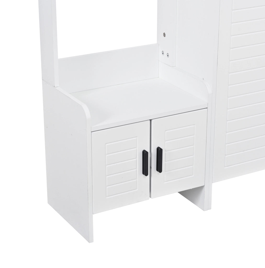 Mobile da ingresso bianco 125x32x165 cm con 2 cassetti， 8 ganci e vani