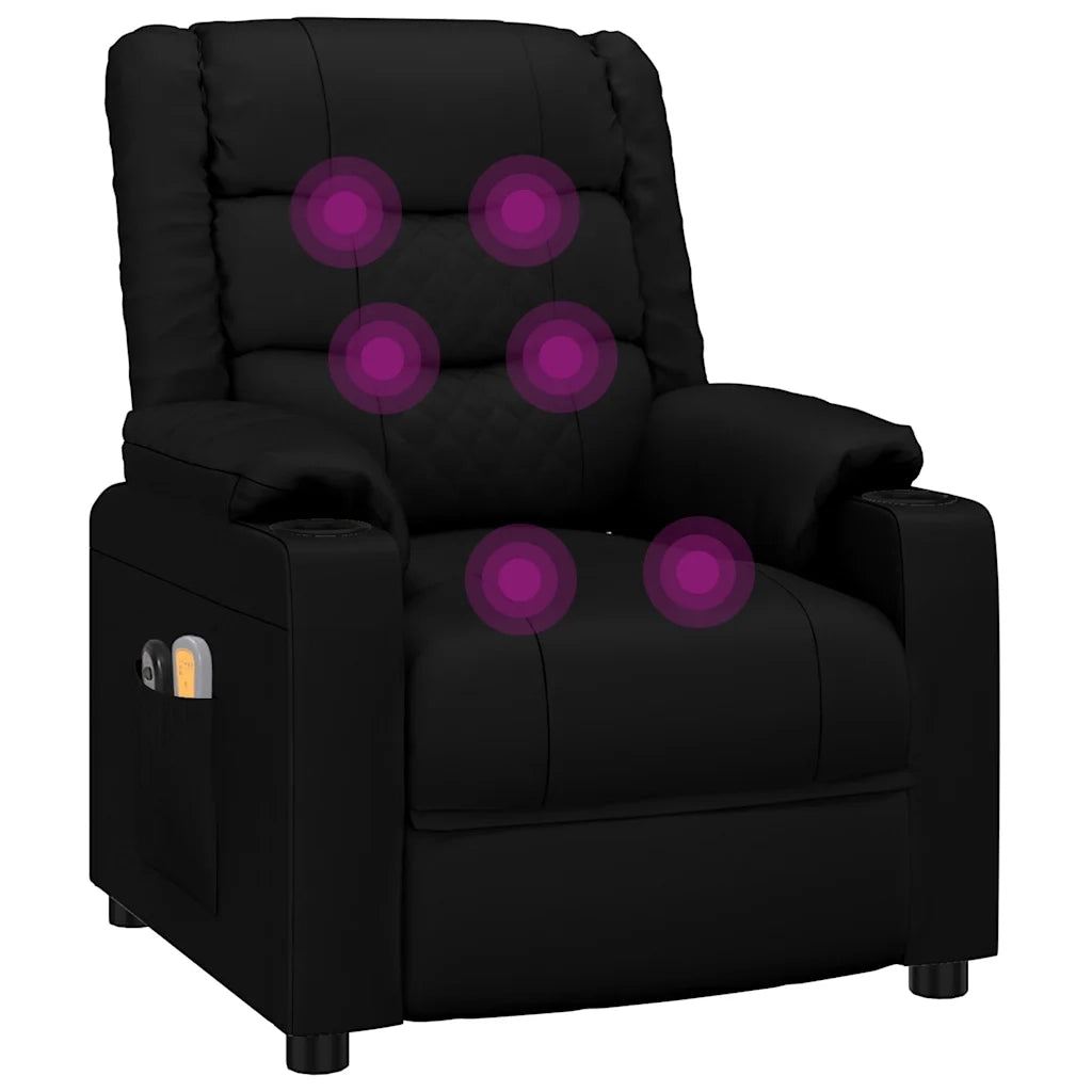 Poltrona Massaggiante | Sedia Relax Elettrica Nera in Similpelle