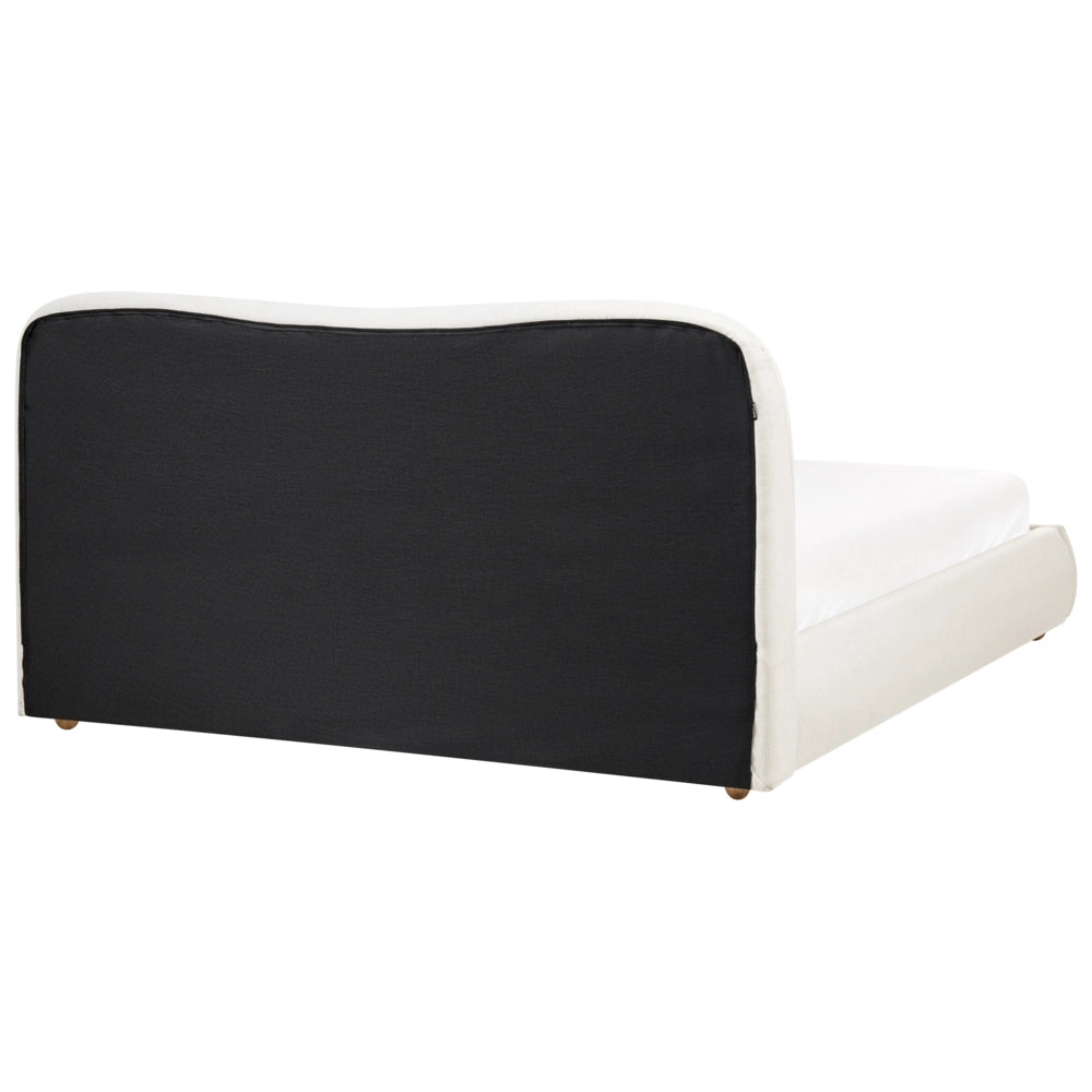 Letto con contenitore in poliestere bianco sporco 160 x 200 cm, design minimalista e moderno