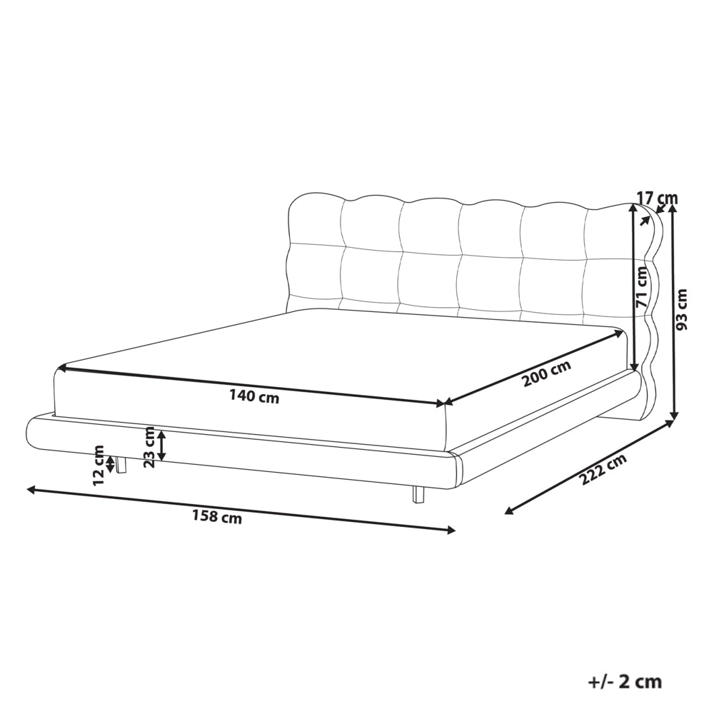 Letto matrimoniale in tessuto con testata trapuntata Beige 140 x 200 cm design moderno