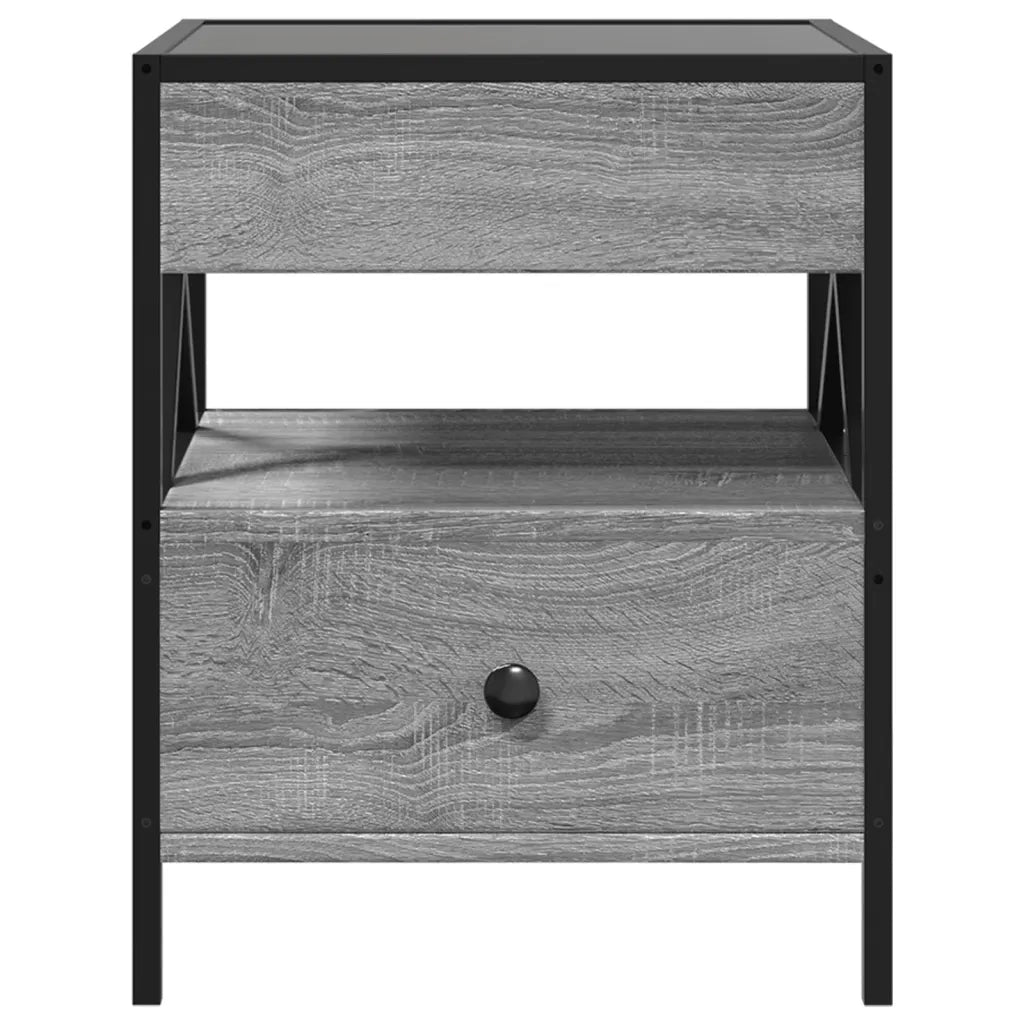 vidaXL Comodino con LED Infinity Grigio Sonoma 40x40x51 cm