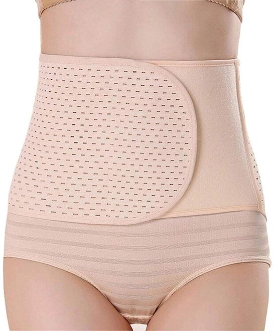 Supporto postnatale per la pancia - Assistenza postpartum - Respirazione elastica - Adattabile (L-Beige)