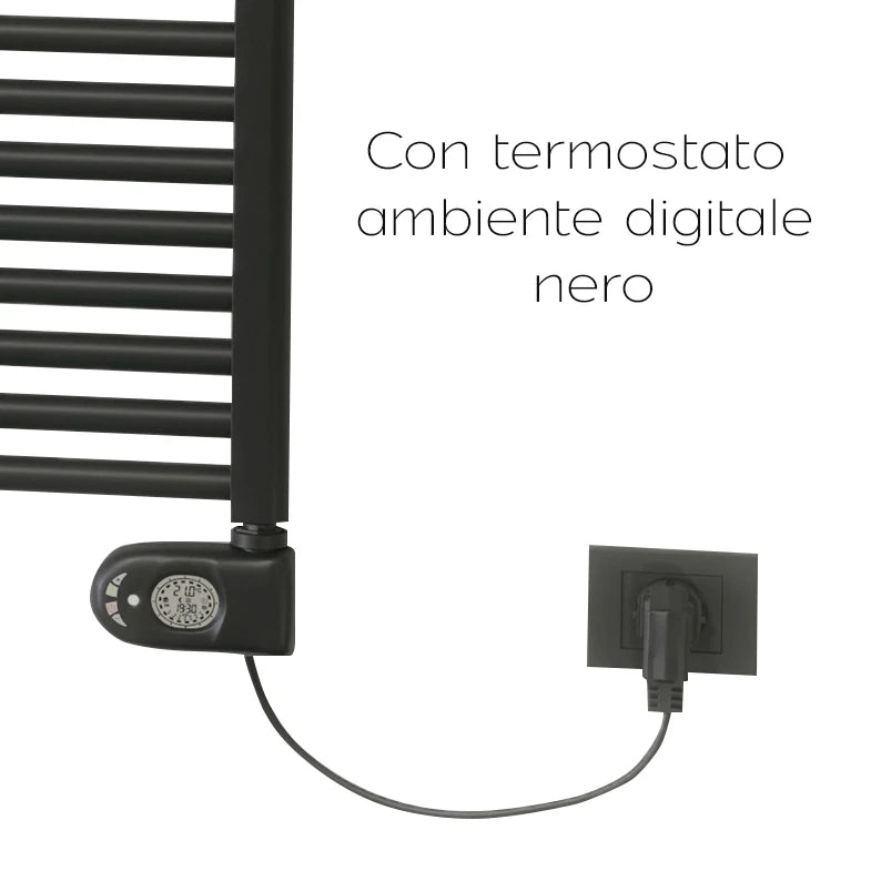 Termoarredo elettrico Tekno Digit nero opaco 173x50 cm 900w