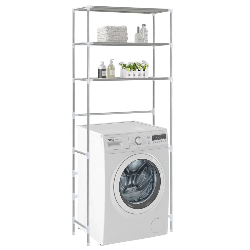 Scaffale per Lavatrice con 3 Ripiani Argento 69x28x169 cm CFW6997136