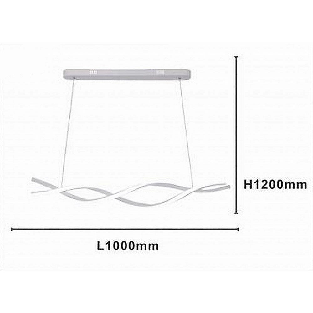 Trade Shop - Lampadario Led A Sospensione 48w Bianco Spirale Ondulato Vortice Intrecciato Luce 4000k 32484 -