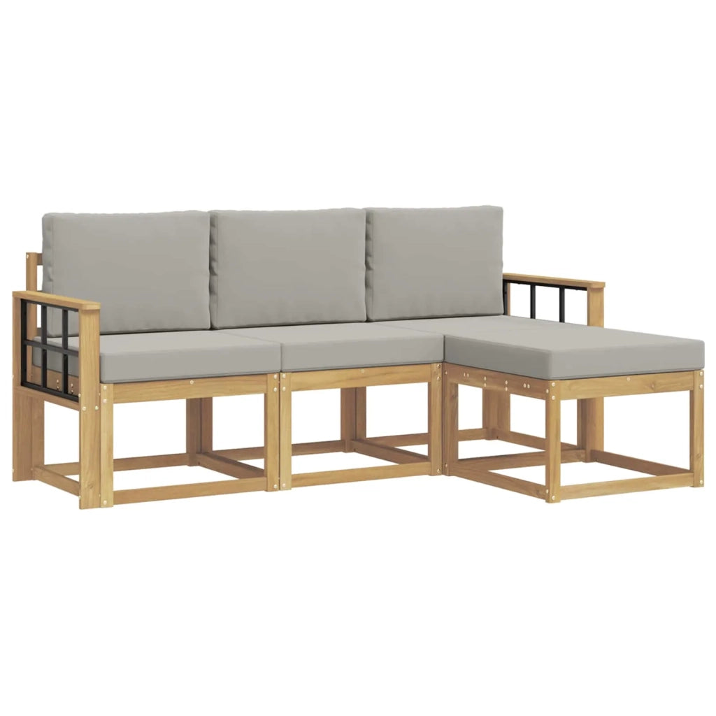Set di divani da esterno 4 pcs Bianco e Grigio Chiaro 3387465