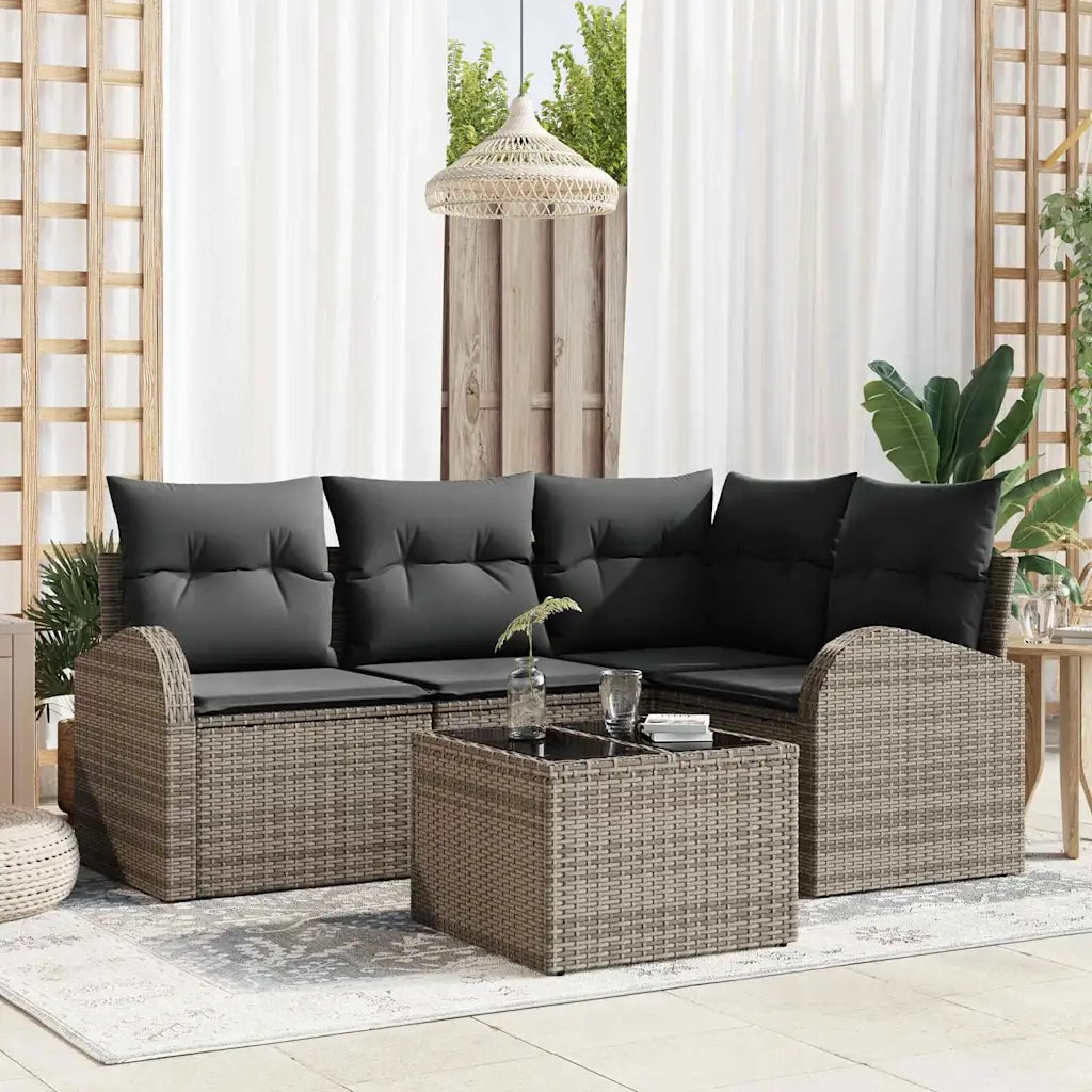 Set Divano da Giardino Grigio polyrattan 3346029