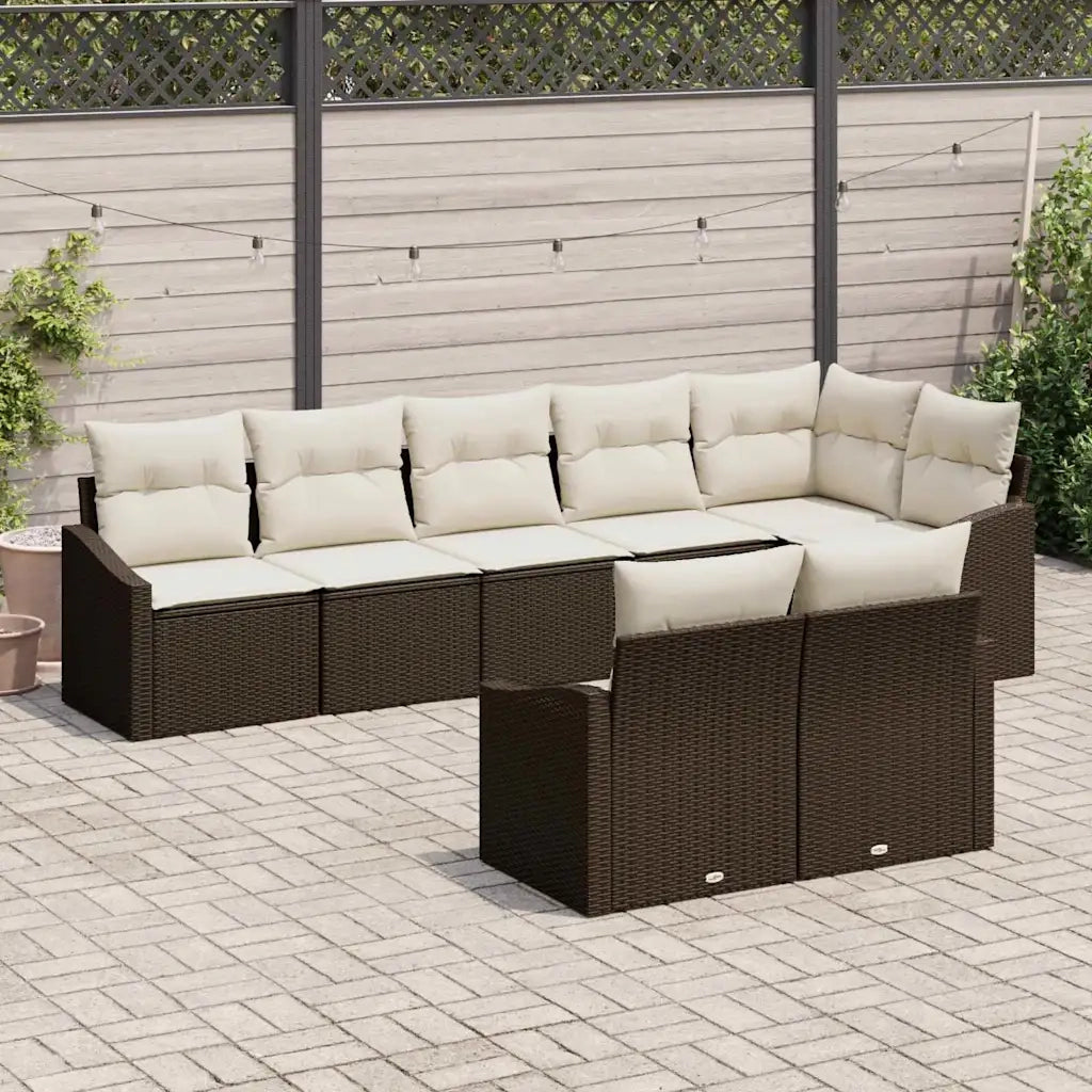 Set di divani con cuscino 8 pcs Marrone polyrattan