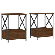 Set di 2 Comodini | Armadio da Notte | Mobiletto da notte Rovere Marrone 50x41x65 cm in Legno Multistrato