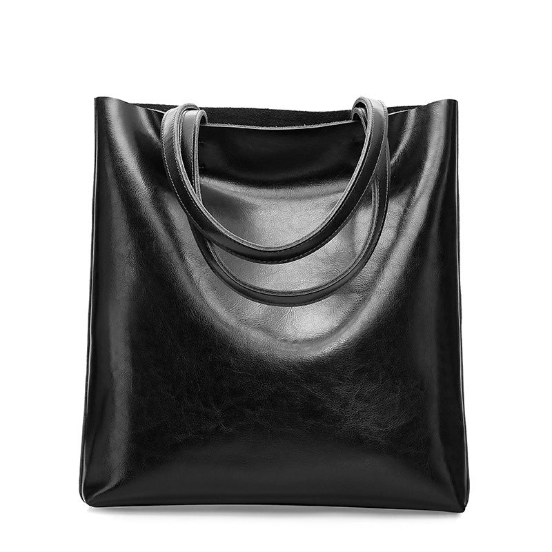 Borsa da lavoro grande da donna in vera pelle, borsa a tracolla da viaggio da donna, nera