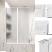 Kit di schermatura doccia 100x140 cm, schermo doccia pieghevole, design in alluminio, profili in alluminio, bianco