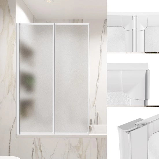 Kit di schermatura doccia 100x140 cm, schermo doccia pieghevole, design in alluminio, profili in alluminio, bianco