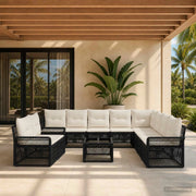 Set Divano da Giardino 11 pz Nero polyrattan 3434878