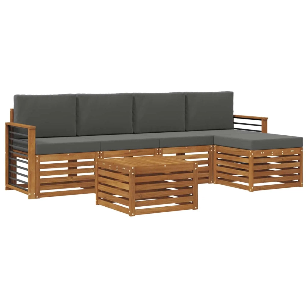 Set di divani da esterno con cuscino 6 pcs Naturale e Antracite 3374702