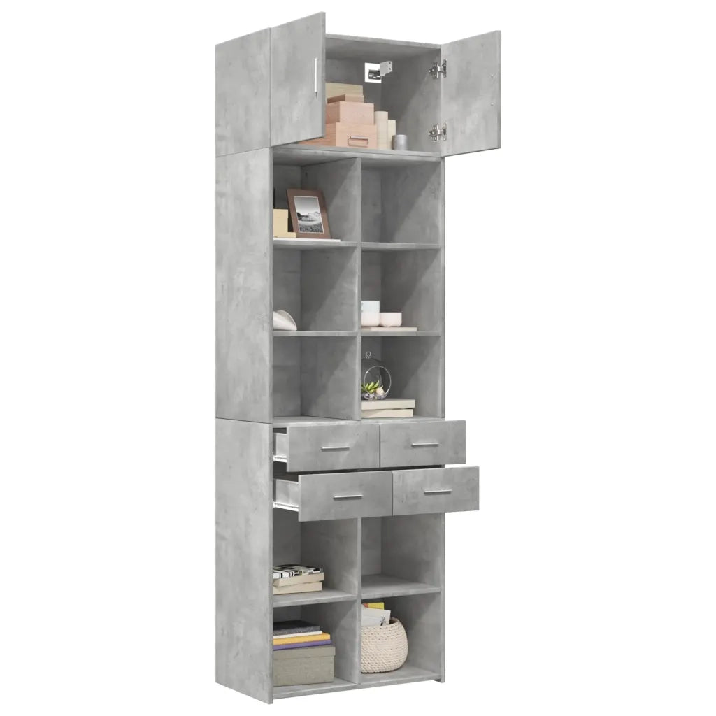 vidaXL Armadietto Grigio Cemento 70x42,5x225 cm in Legno Multistrato