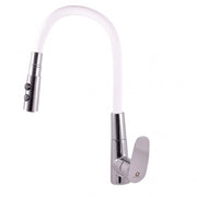 Miscelatore flessibile per lavello in memory foam con inverter AMUR in ottone cromato bianco