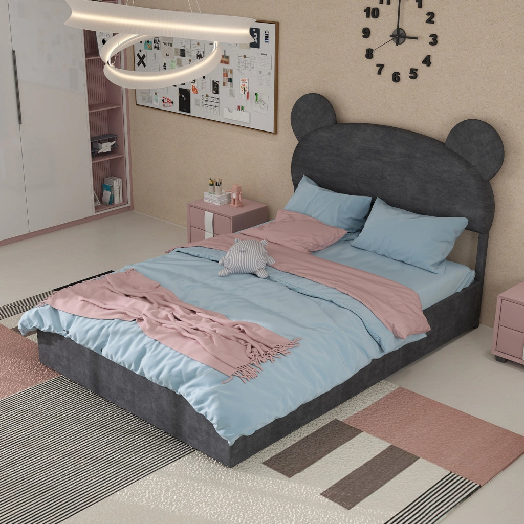 Letto Contenitore Imbottito con Testiera ¨C MINIMAL ¨C Grigio 140x200 cm