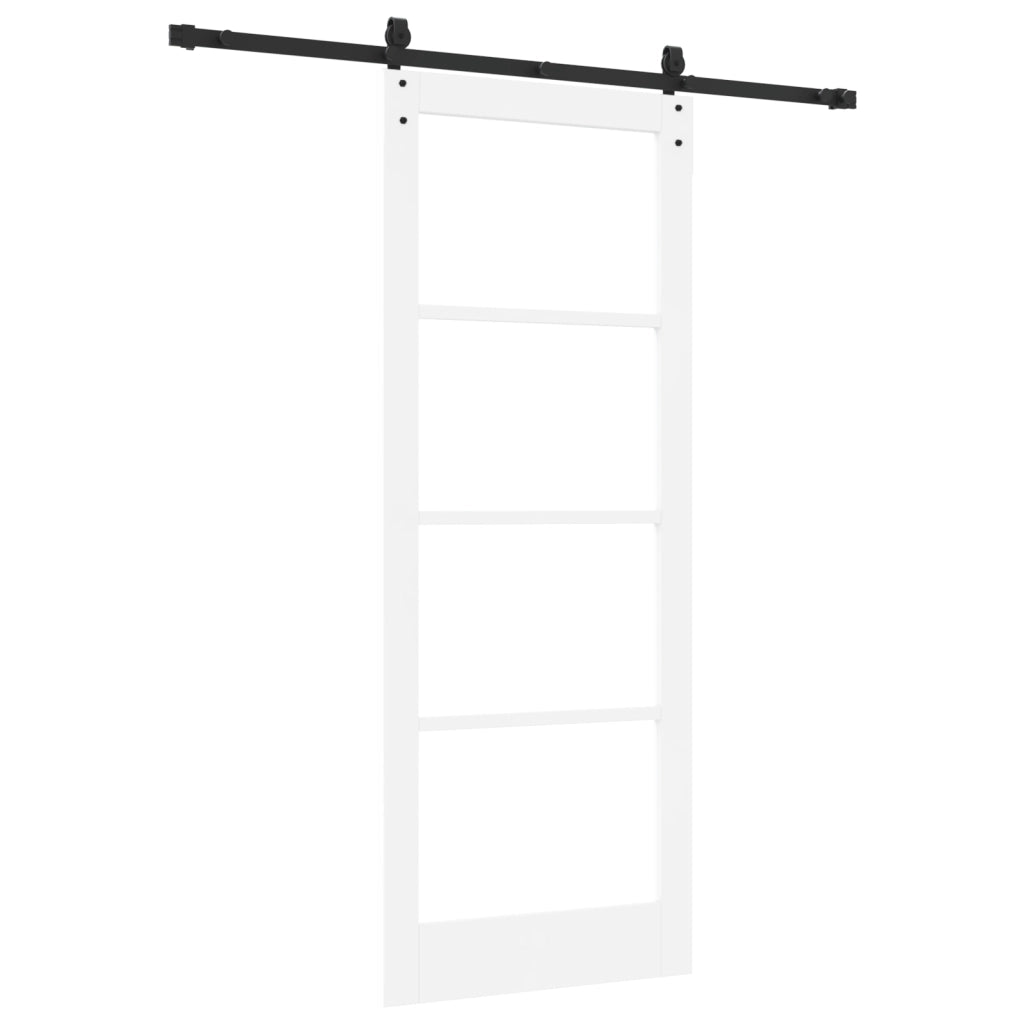 Porta scorrevole  con kit di attrezzatura Bianco 83x211 cm Legno massello in pino