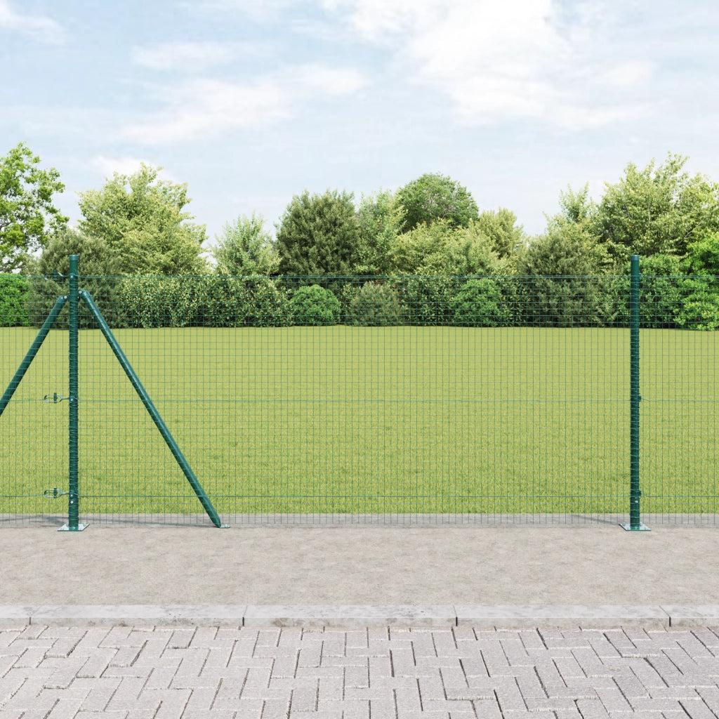 Recinzione Filo Saldato con 13 Posti Flangiati Verde 0.8x25 m Acciaio
