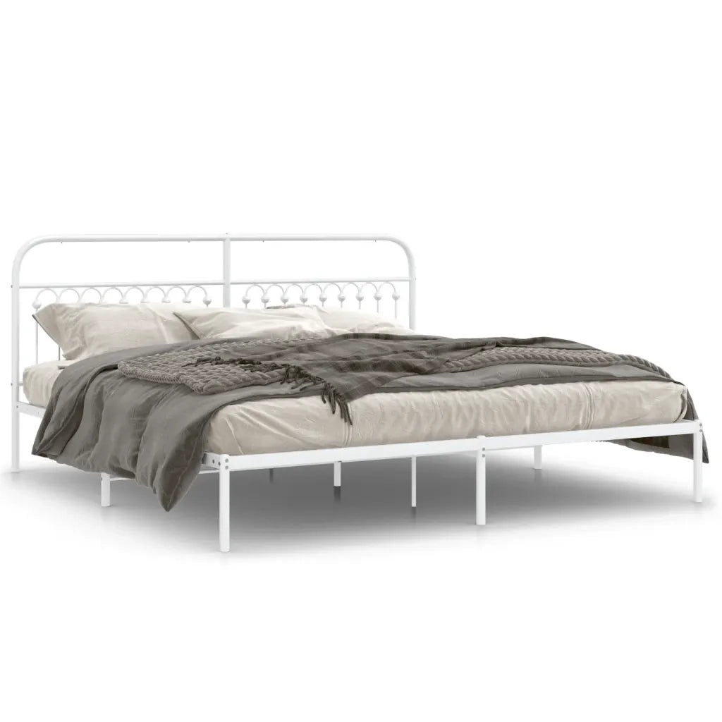 Giroletto con Testiera-Struttura Letto con testiera Metallo Bianco 193x203 cm 265822