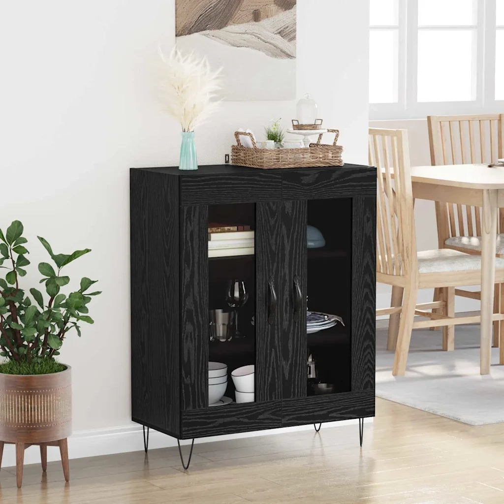 Credenza Rovere Nero 69,5 x 34 x 90 cm Legno multistrato 887203