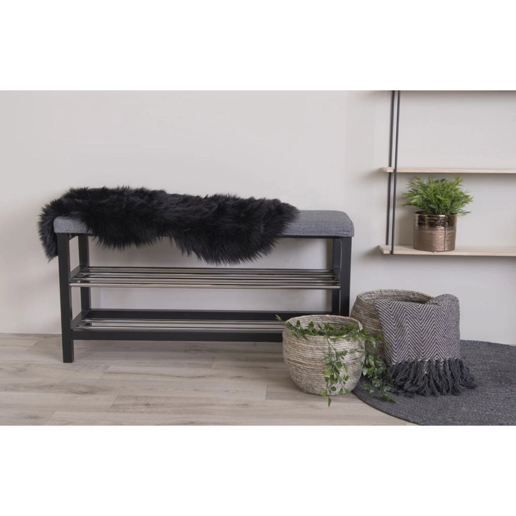 Tappeto Asimmetrico Lambskin, Nero, Poliestere, 85x50x6,5 cm