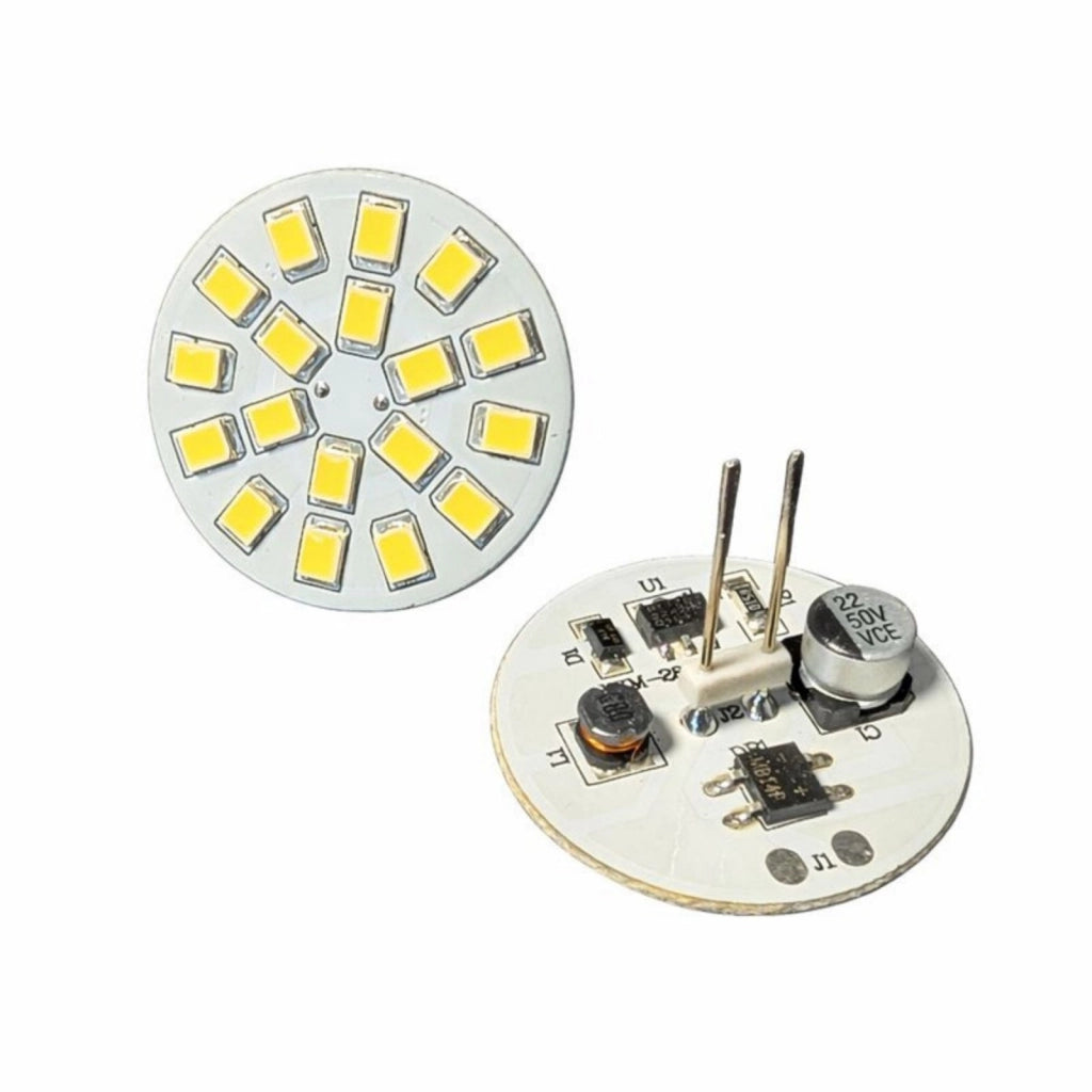 2 Pezzi Lampadina LED G4 Bispina Attacco Centrale 10V-30V DC AC 3W 12V e 24V Bianco Caldo 3000K 18 SMD 2835