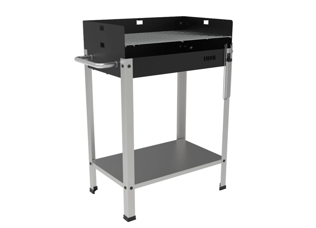 Barbecue a Carbone 56,7x36x83 cm Griglia Altezza Regolabile in Acciaio Eco Nero e Grigio