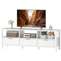 Mobile TV con 3 cassetti e 3 ripiani aperti, 152x39,5x50cm, Bianco