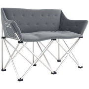 Sedia pieghevole 2 posti ¨C ZephMum ¨C Grigio con braccioli e tasche laterali