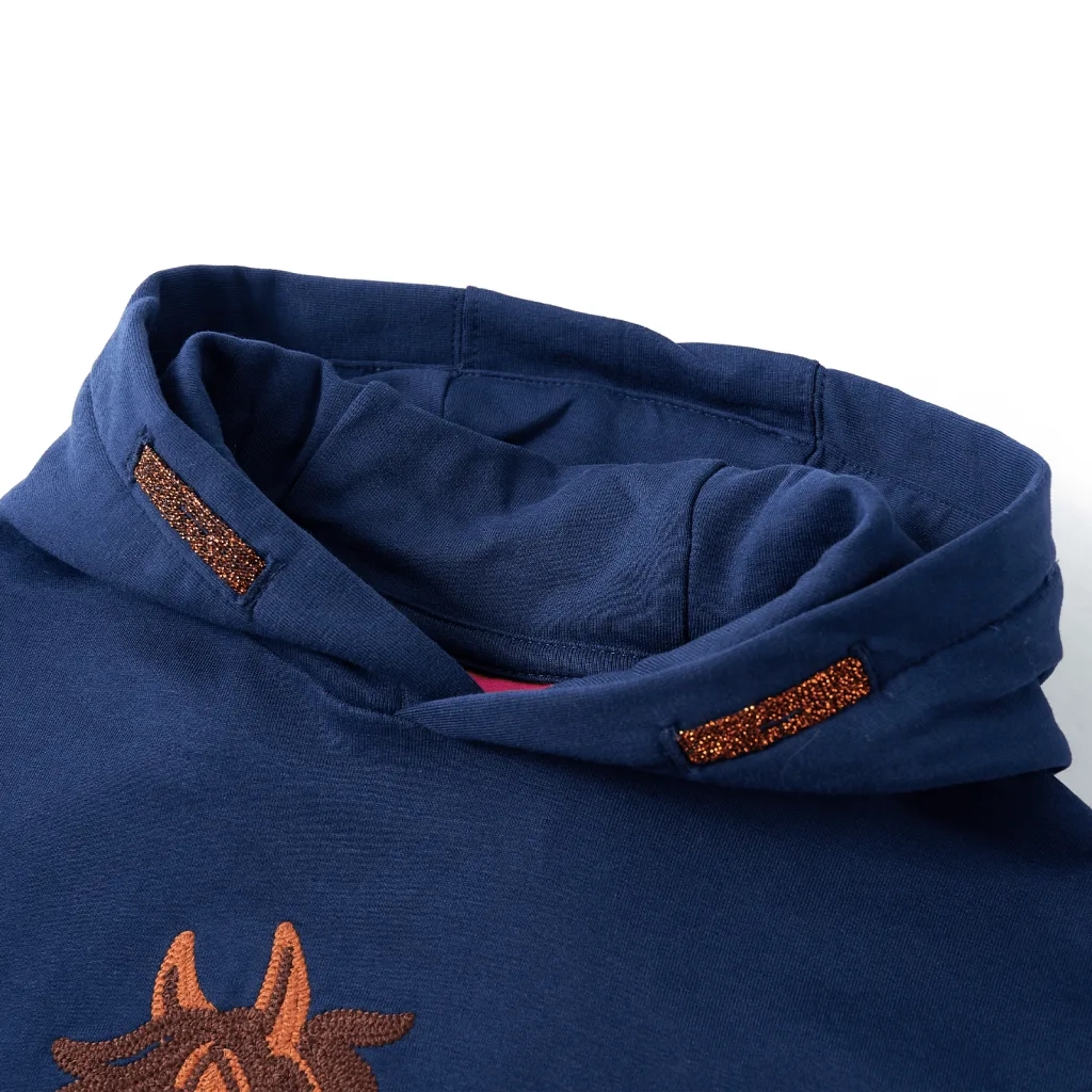 Felpa con Cappuccio da Bambina Blu Marino 92 14039
