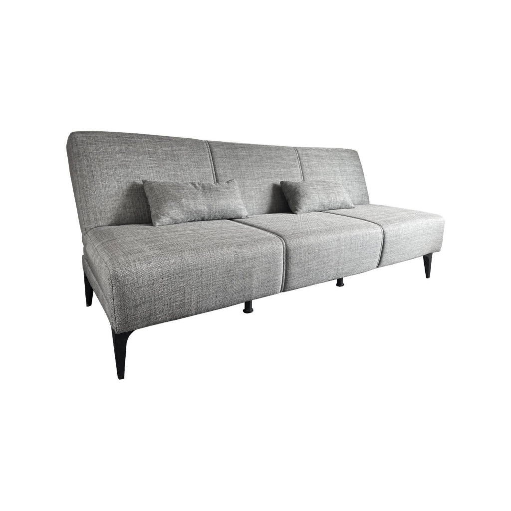 Divano letto Aza, Divano letto in tessuto, Divano letto con apertura click-clack, Divano letto con cuscini, 190x70h80 cm, Grigio