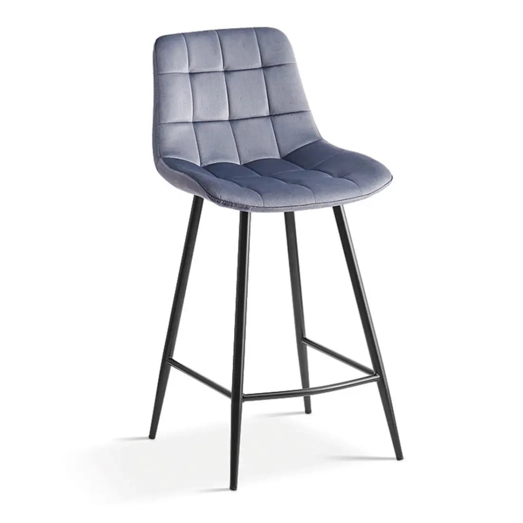 Sedia da bancone JUTE – Velluto grigio scuro – Gambe in metallo – Altezza 95 cm – Stile contemporaneo