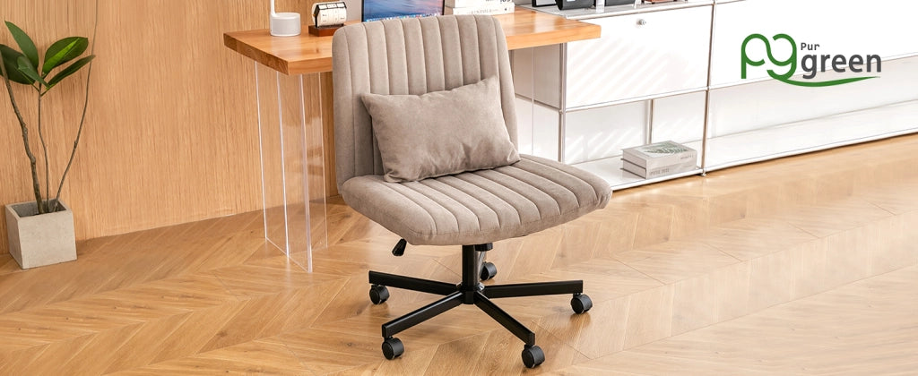 Sedia da ufficio ergonomica in tessuto con altezza regolabile, schienale reclinabile, rotelle silenziose cuscino khaki