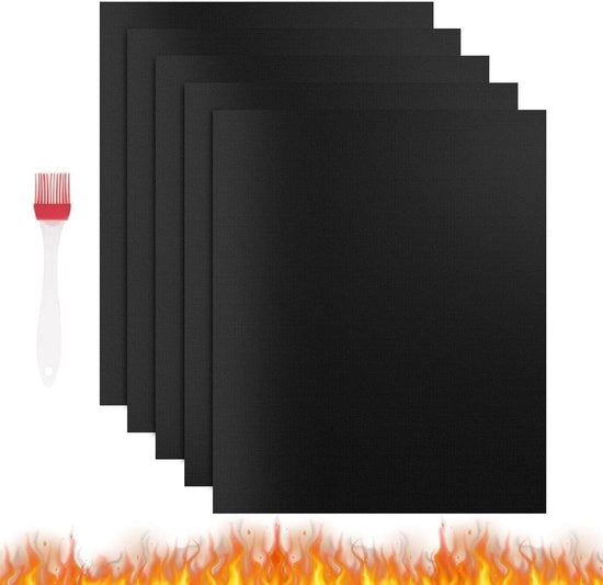 Grillmat hittebestendig 4 pezzi, anti-aanbaklaag, 40 x 33 cm, nero - accessori BBQ - grillmat in silicone