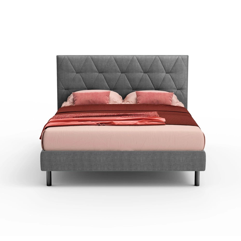 Letto Cody matrimoniale contenitore con testiera trapuntata colore grigio
