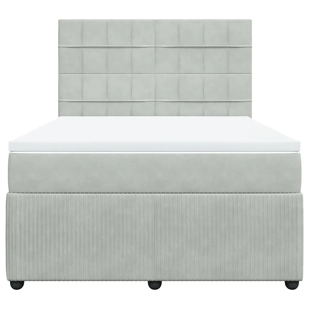Giroletto a Molle con Materasso Grigio Chiaro 140x190cm Velluto 3292334