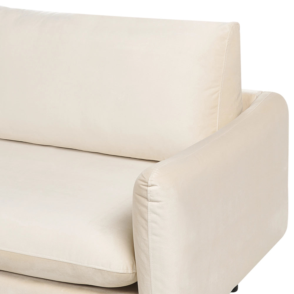 Divano angolare moderno in velluto beige chiaro con gambe nere a 4 posti Stile Retrò Moderno